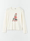 Crew Neck Printed Long Sleeve Girl T-shirt